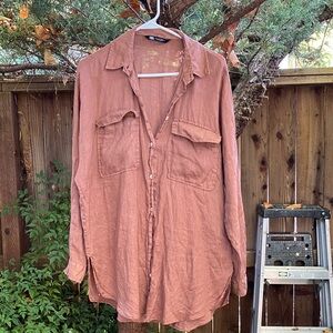 Zara 💯% Linen tunic blouse S relaxed loose fit